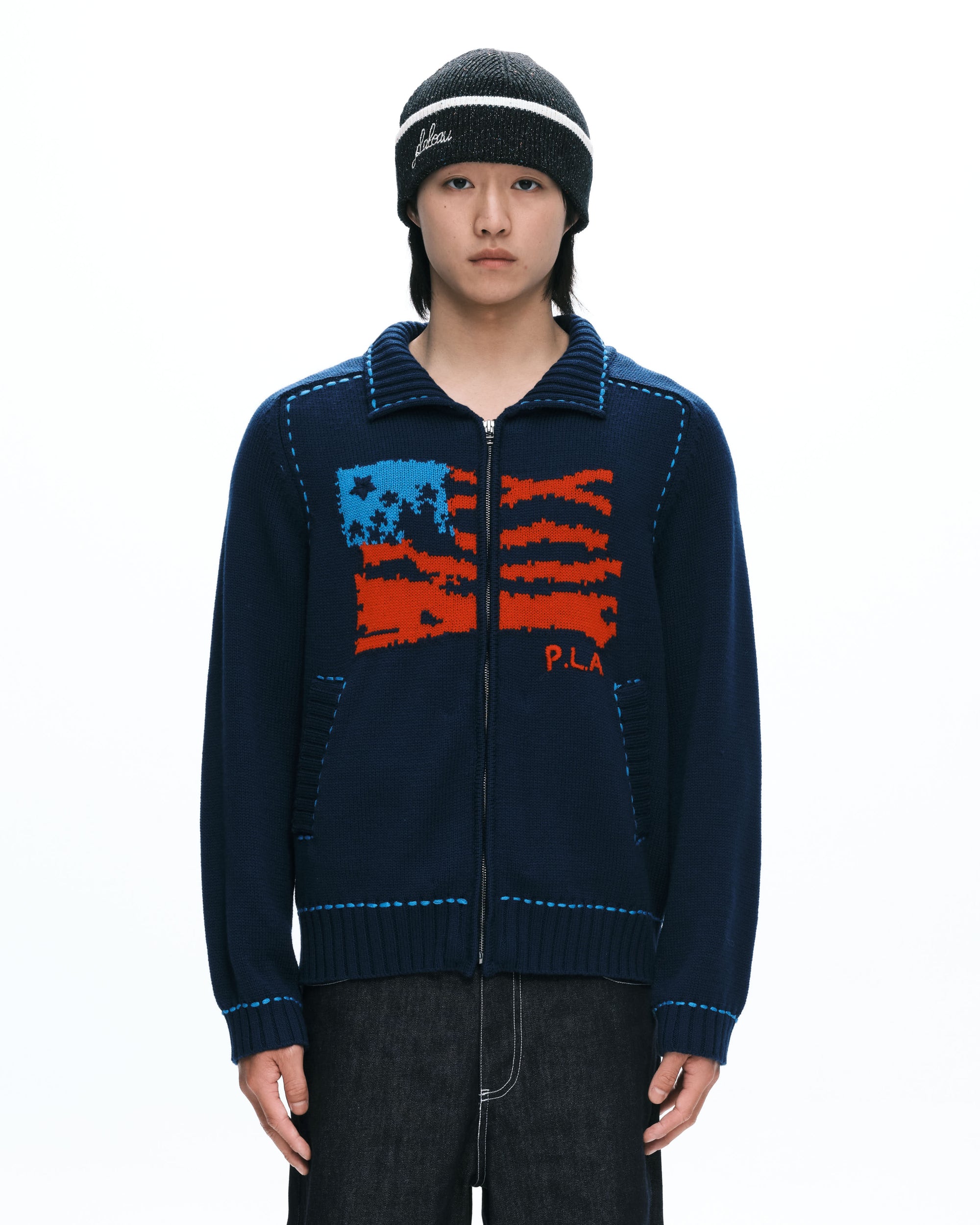 Flag knit jacket