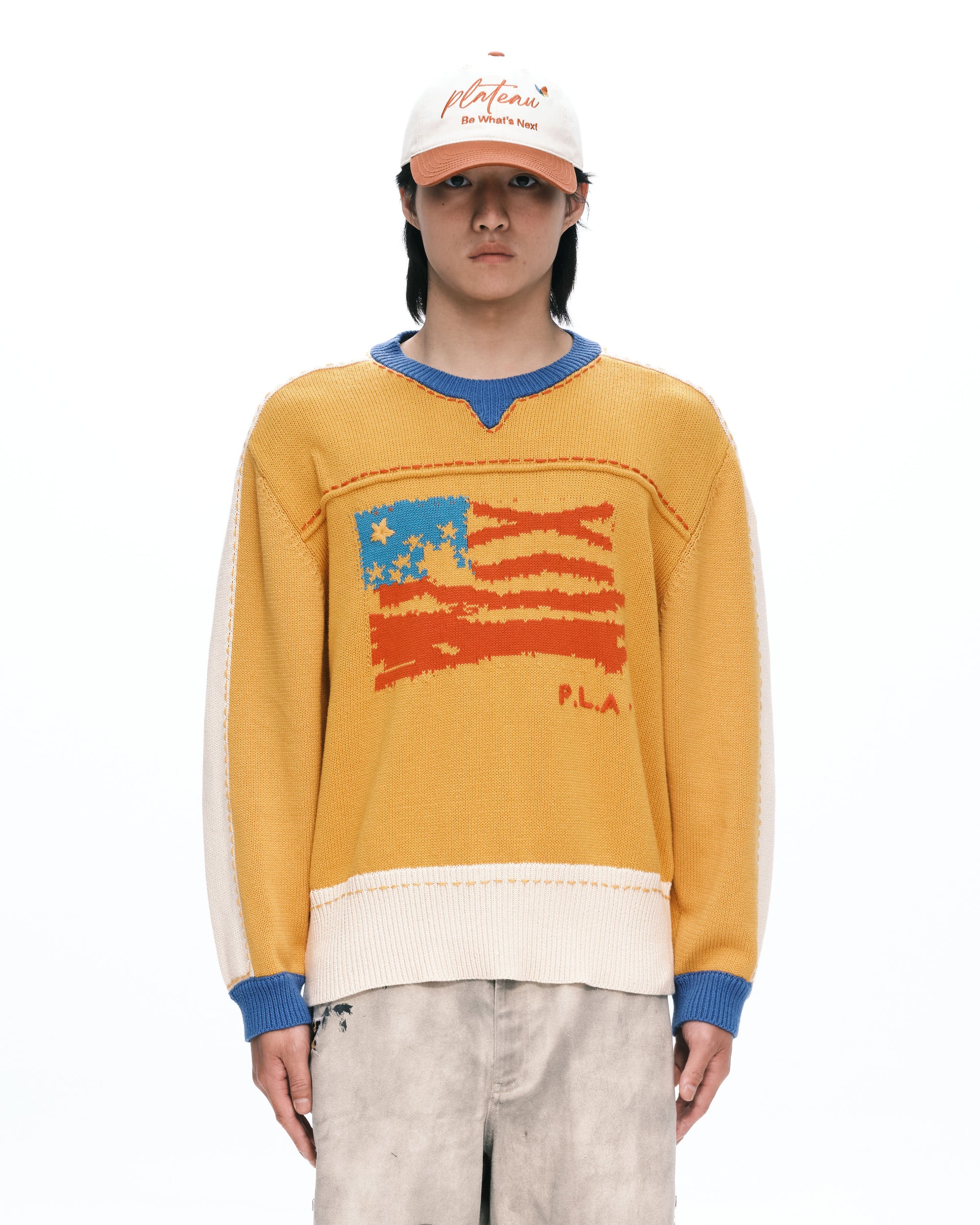 Hand stitch knit crewneck