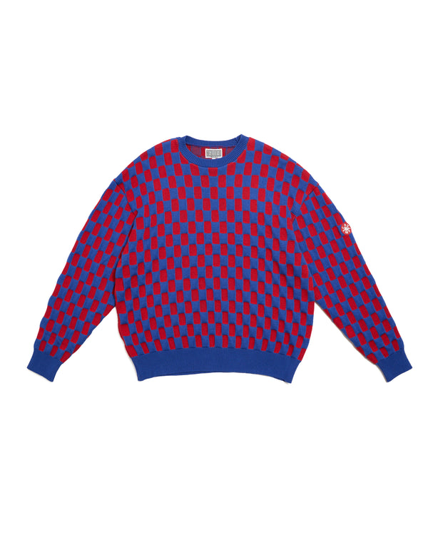 RECTANGULAR BLOCK KNIT BLUE