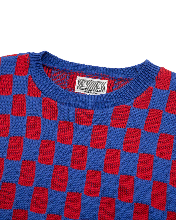 RECTANGULAR BLOCK KNIT BLUE