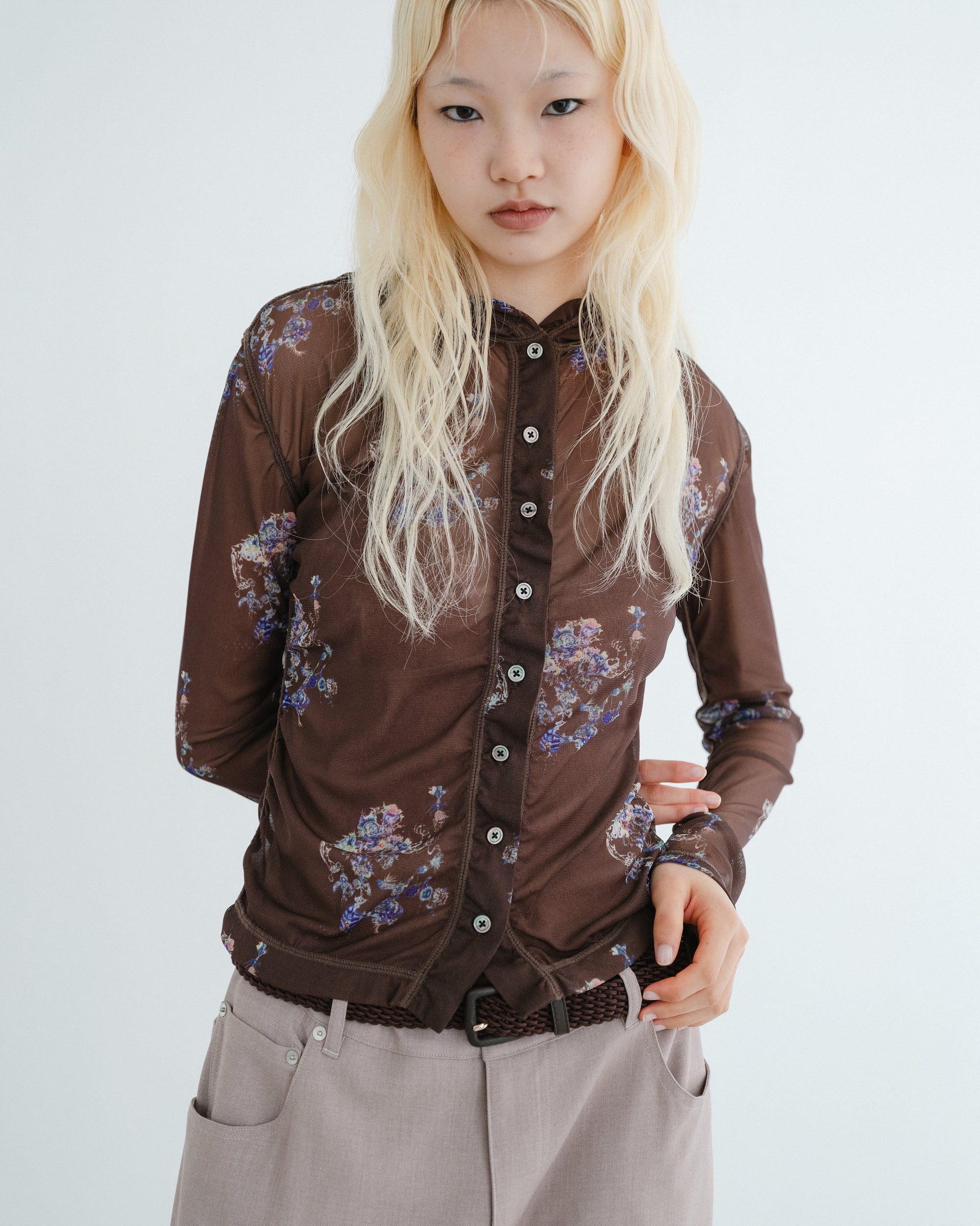 See-through hooded cut and sew