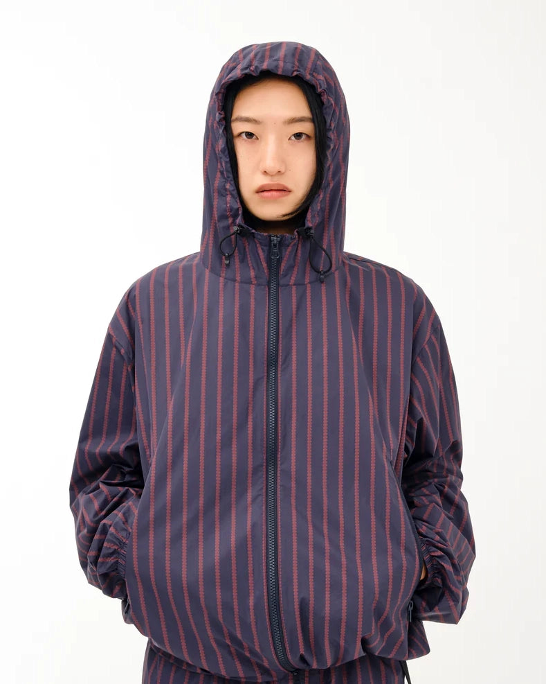 Stripe Nylon Hooded Jacket