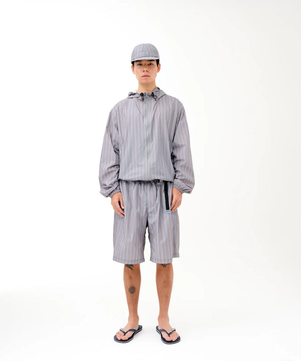 Stripe Nylon Hooded Jacket