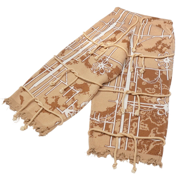 "冬" Straw Wrapped Knit Pants