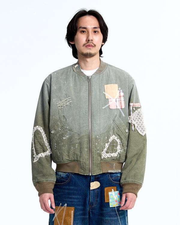Patched ma-1 flight jacket