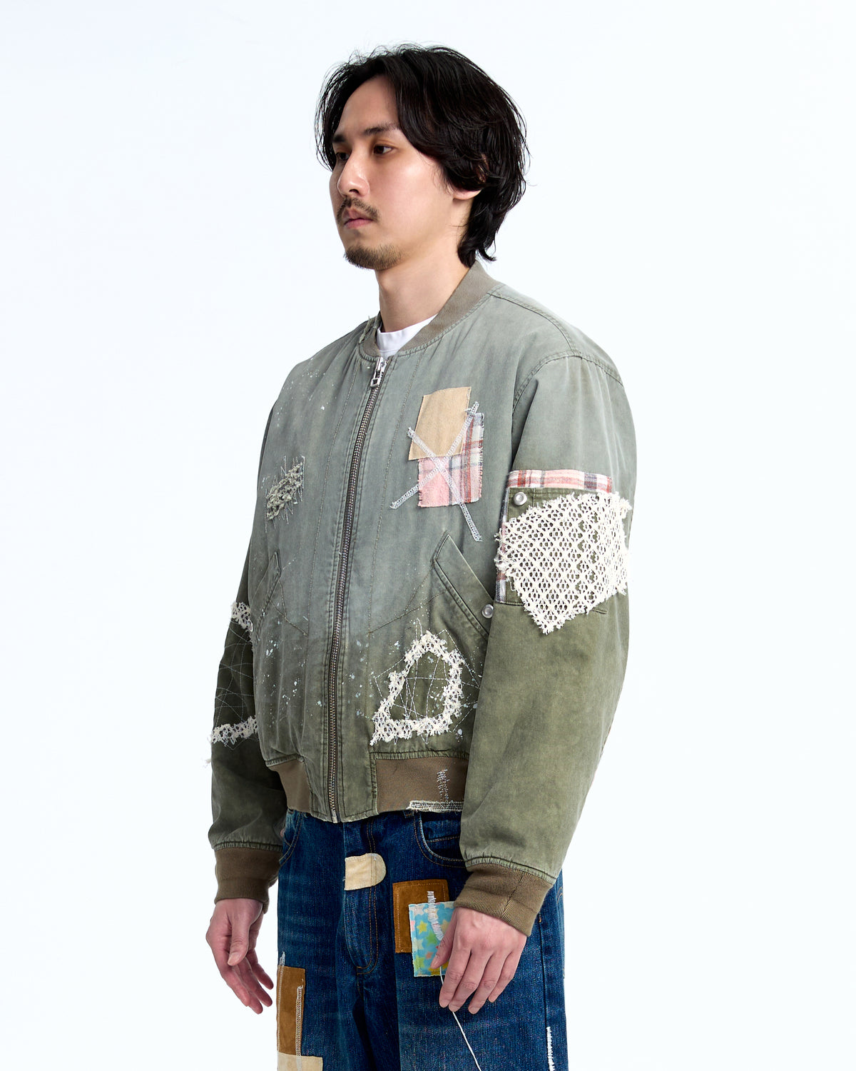 Patched ma-1 flight jacket