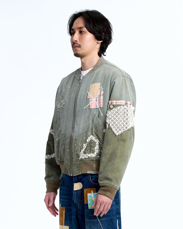 Patched ma-1 flight jacket