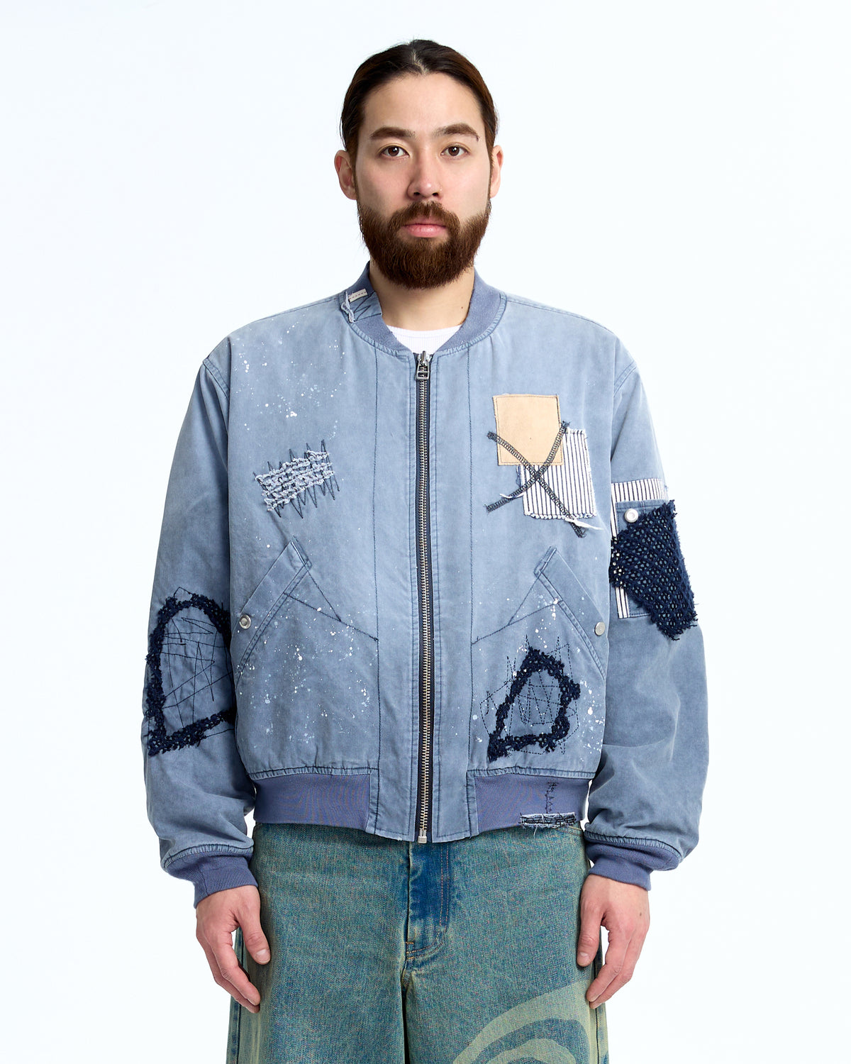 Patched ma-1 flight jacket