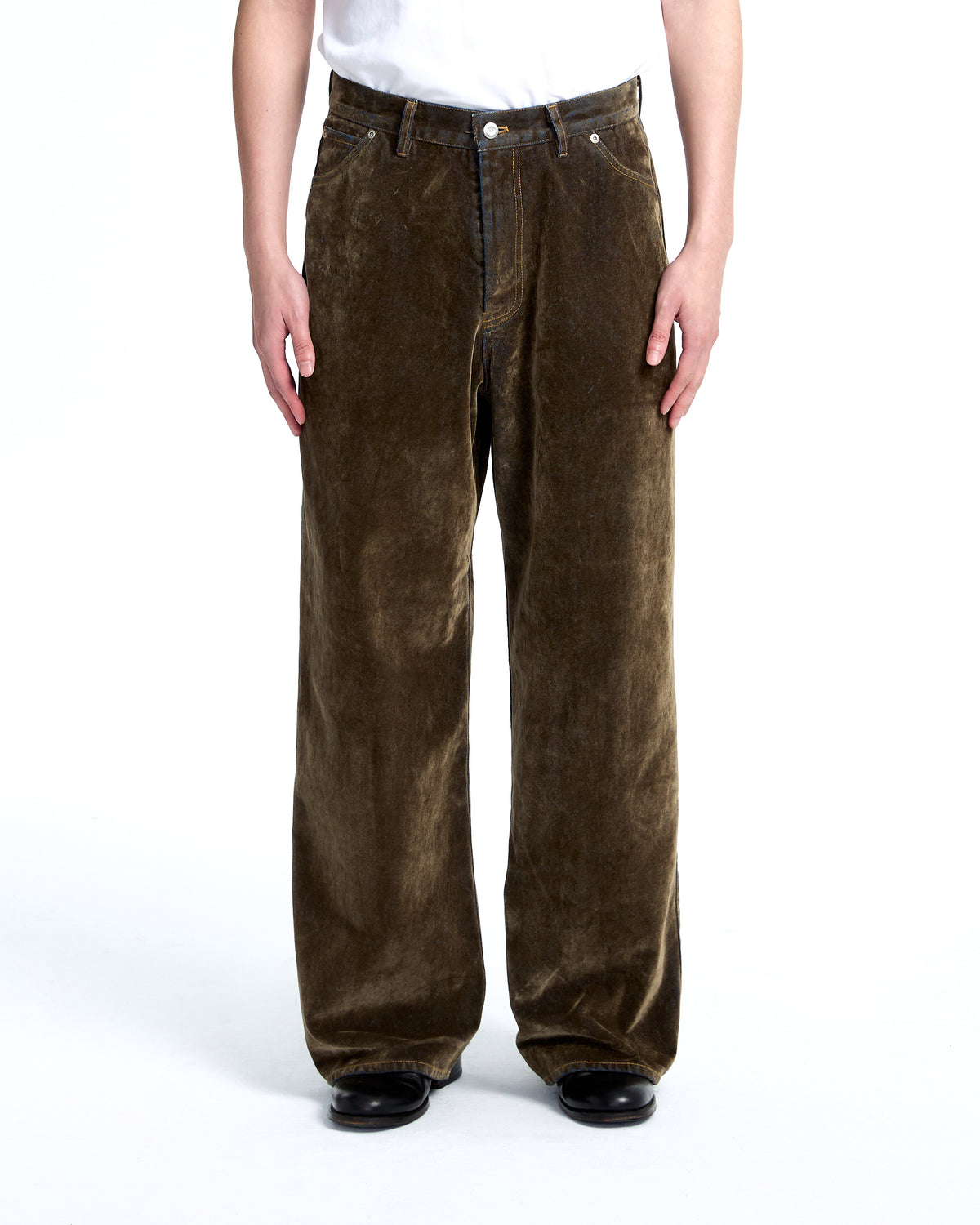 Flocked denim pants