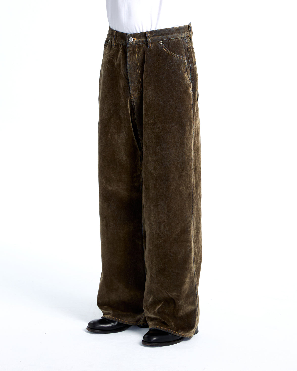 Flocked denim pants