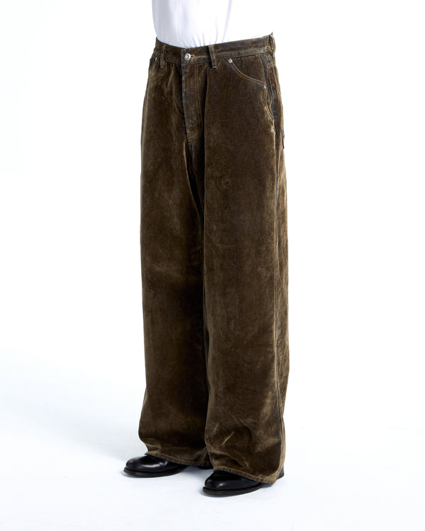 Flocked denim pants