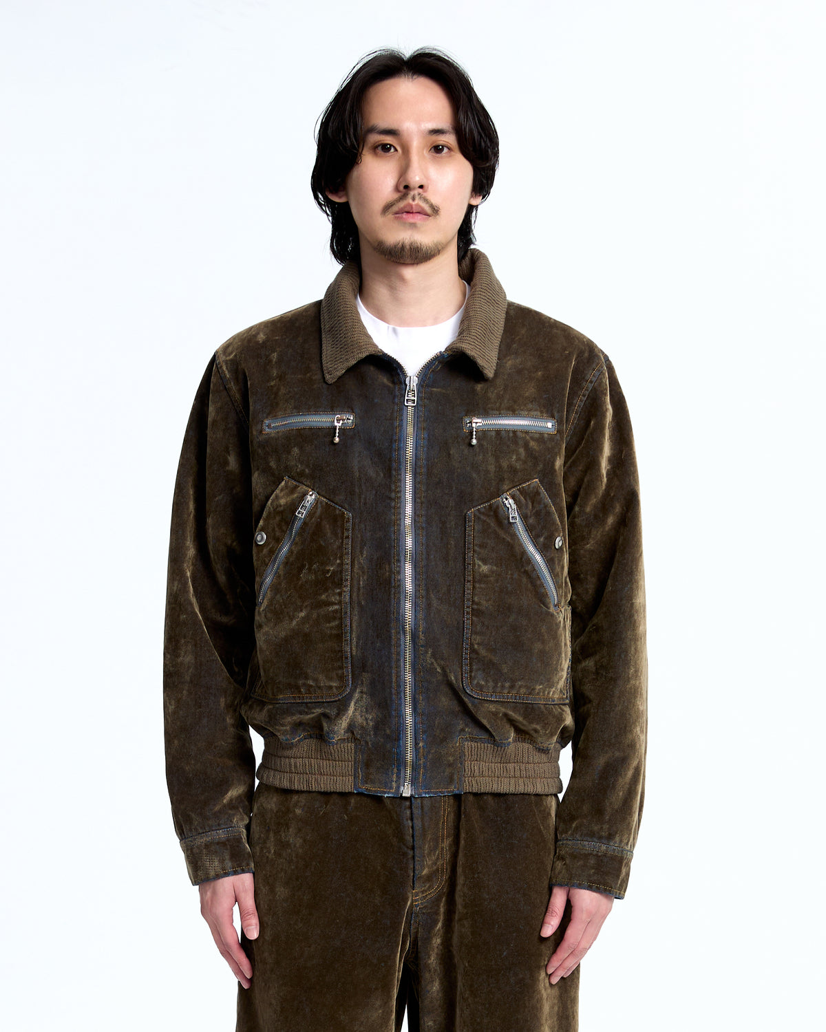 Flocked denim jkt