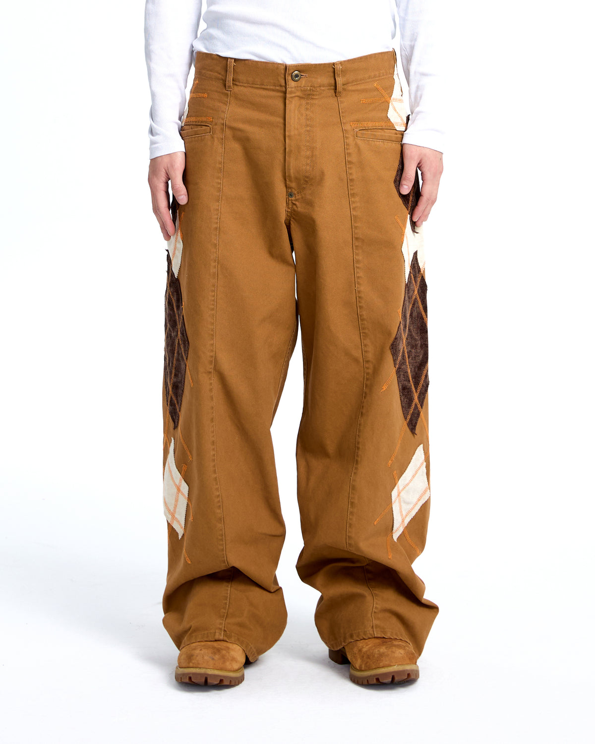 Diamond patch pants