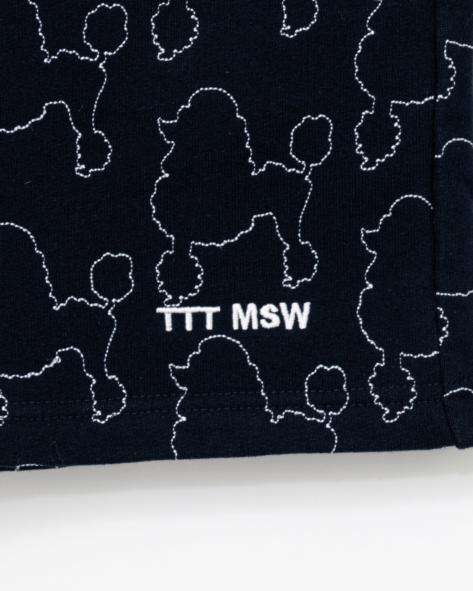 Dog embroidery half pants