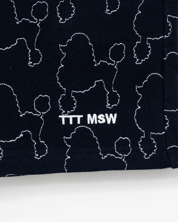 Dog embroidery half pants