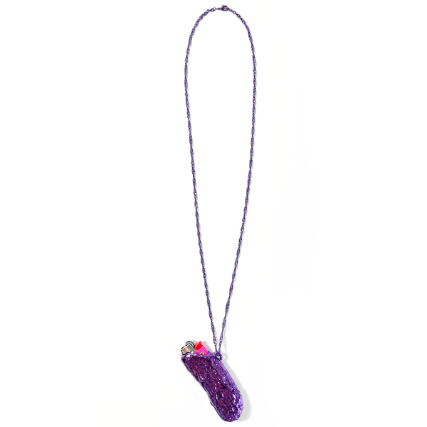 Purple Metal Lighter Case Necklace 10000℃