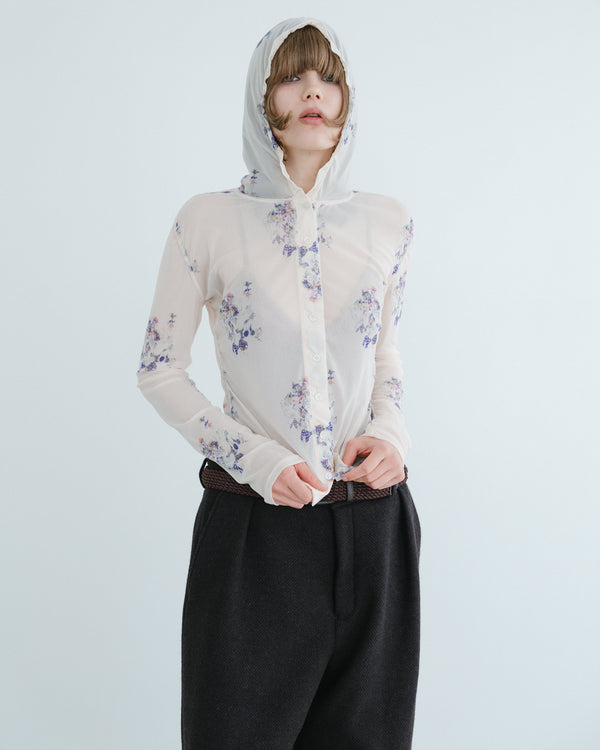 See-through hooded cut and sew