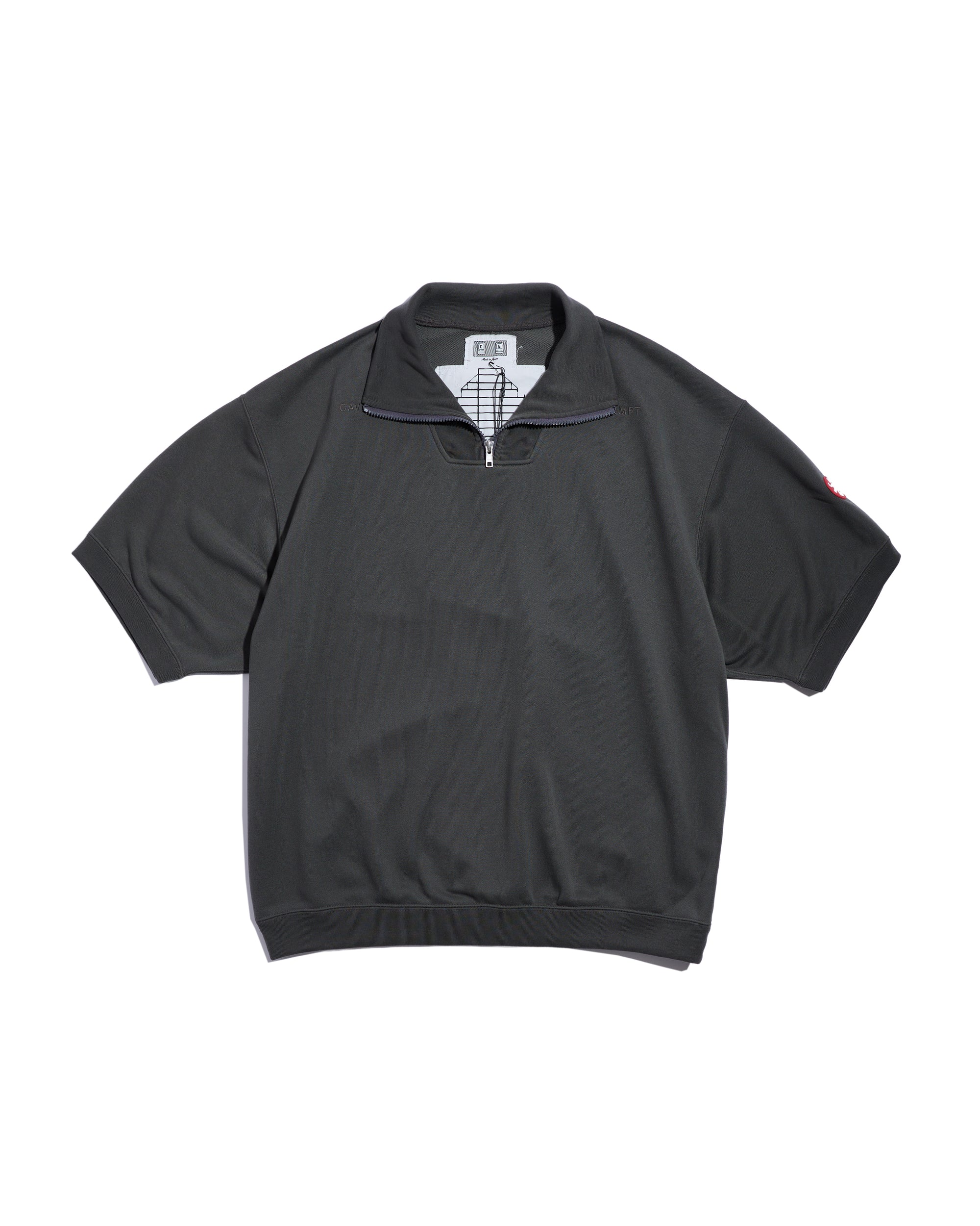 PE JERSEY SHORT SLEEVE HALF ZIP CHARCOAL