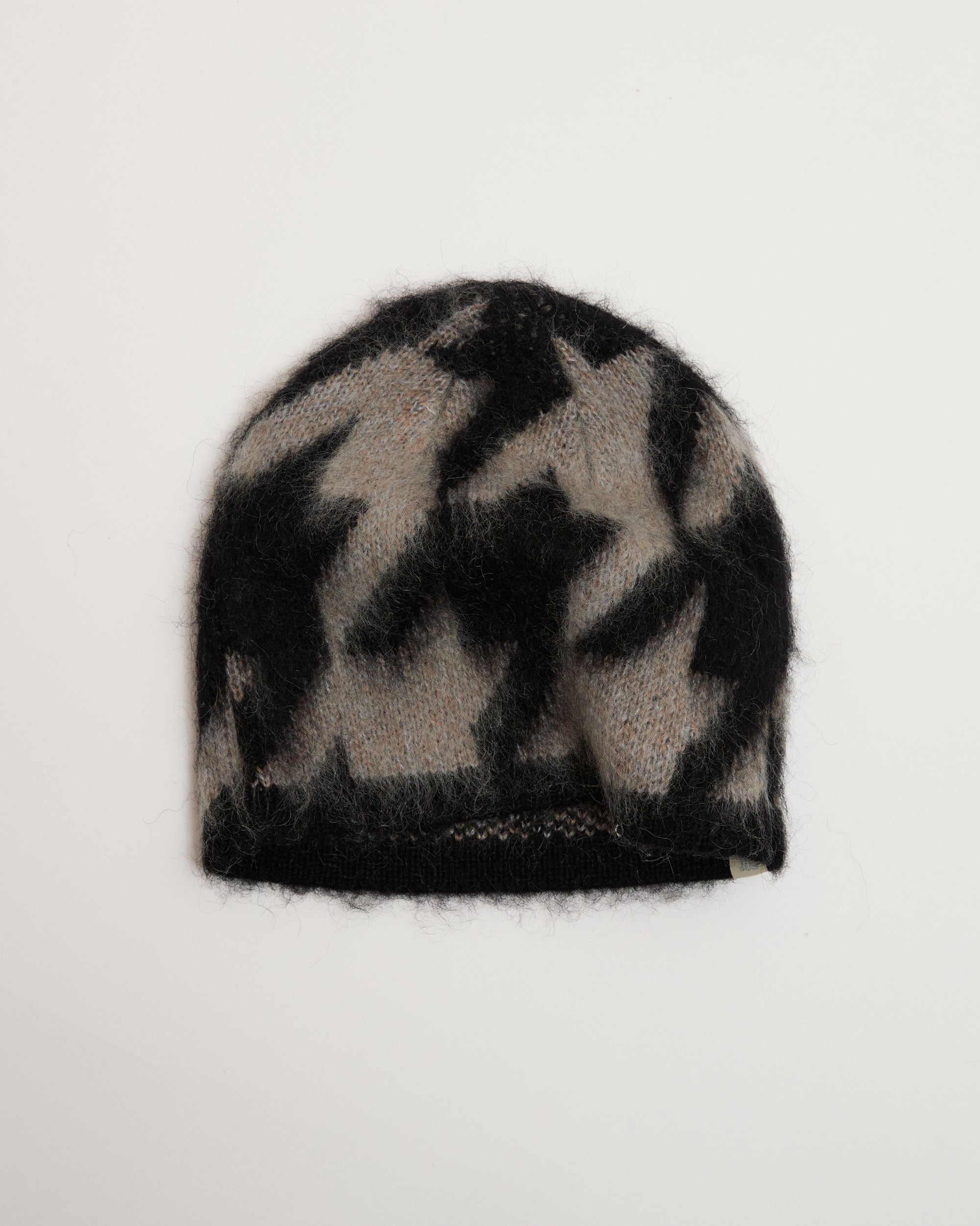 Houndstooth Mohair Beanie