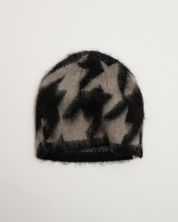 Houndstooth Mohair Beanie
