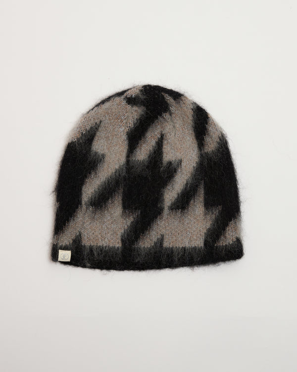 Houndstooth Mohair Beanie