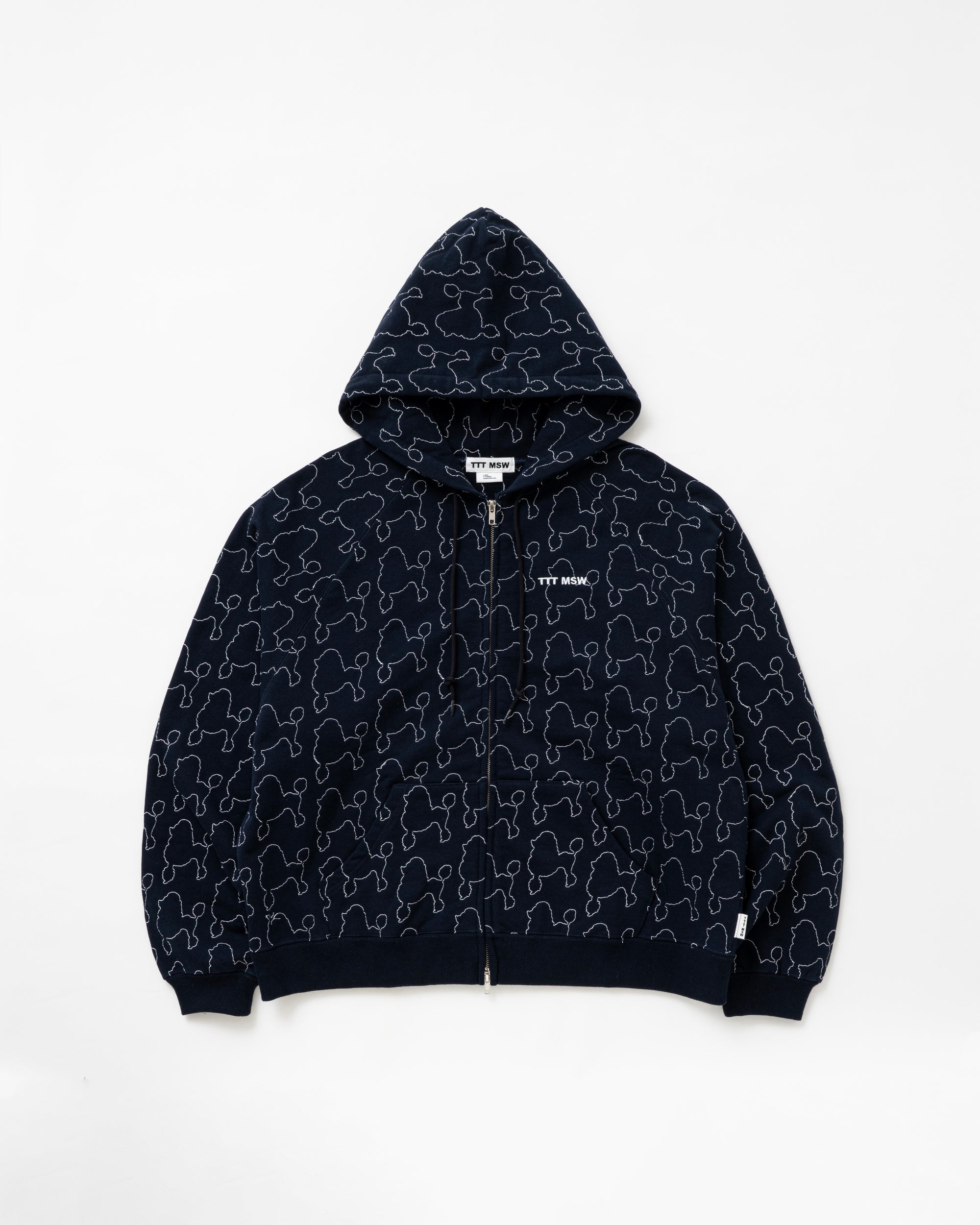 Dog embroidery zip up hoodie