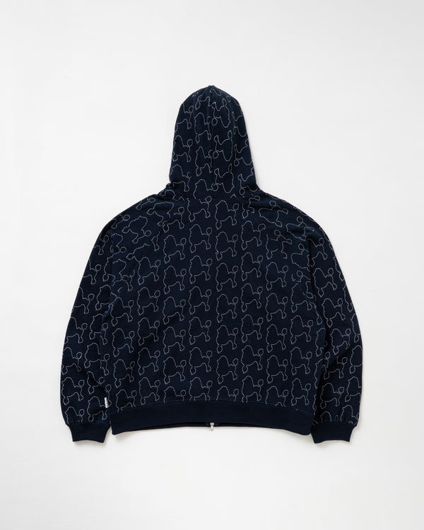 Dog embroidery zip up hoodie