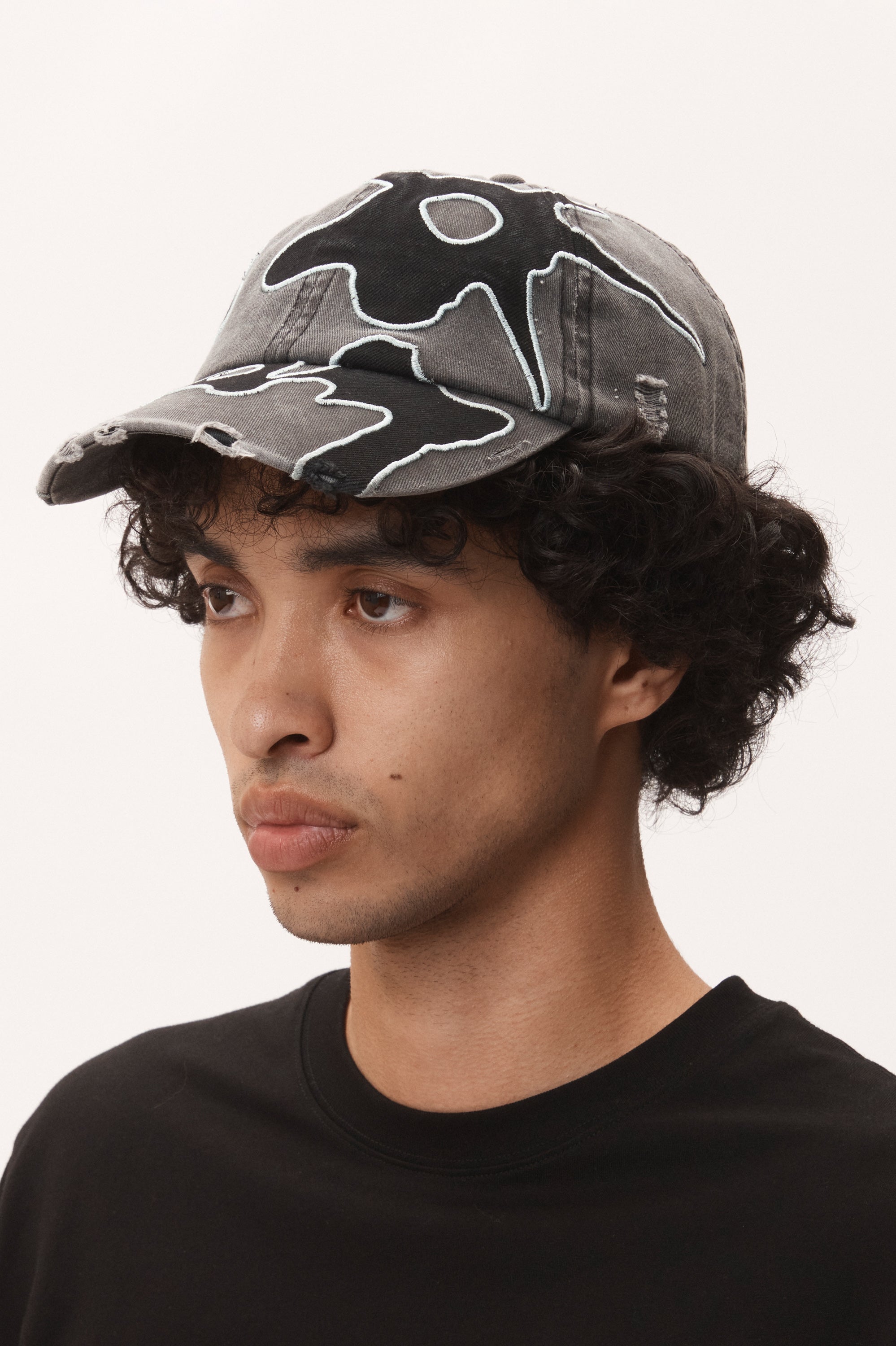 LOCKE DENIM APPLIQUE BASEBALL CAP