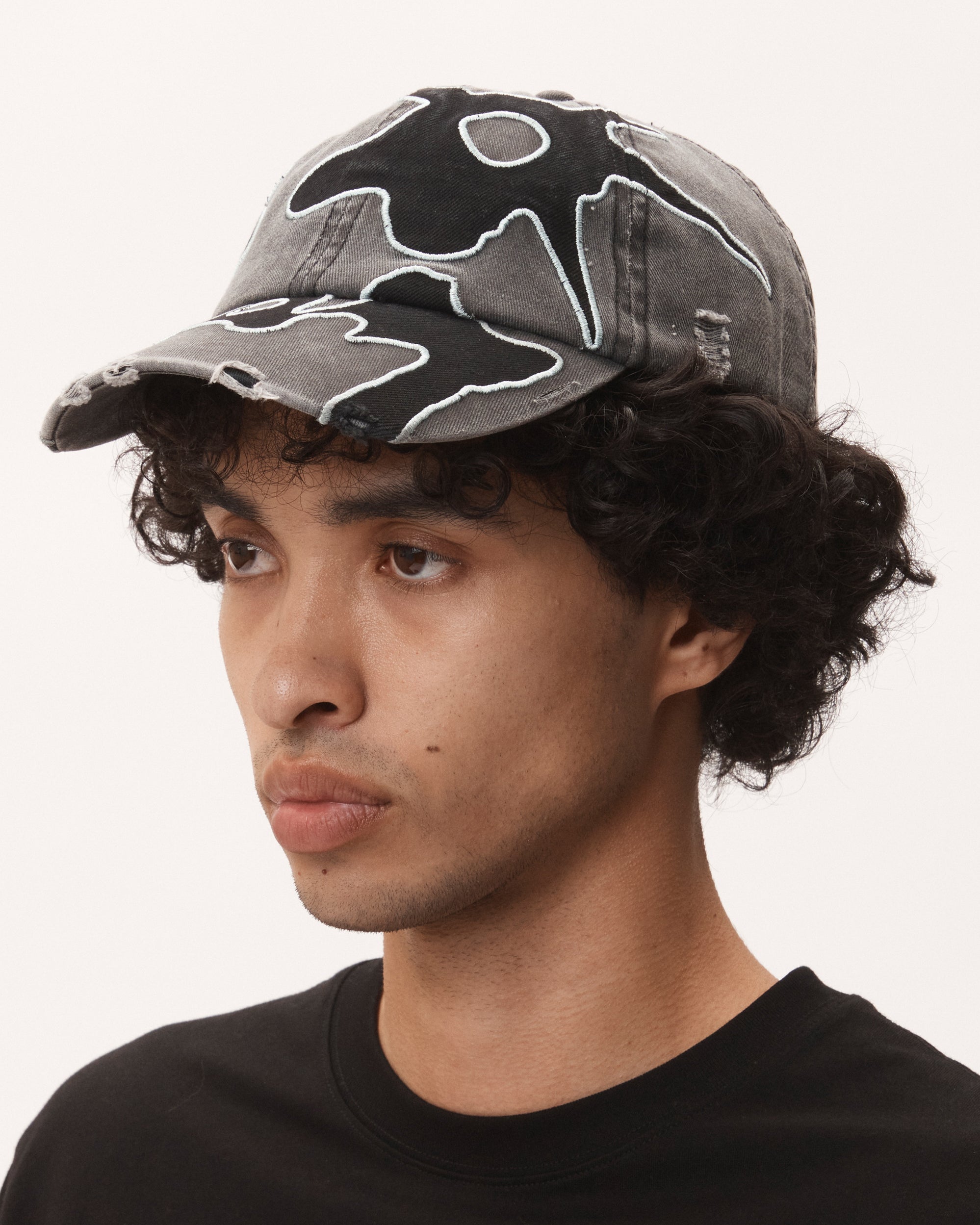 LOCKE DENIM APPLIQUE BASEBALL CAP