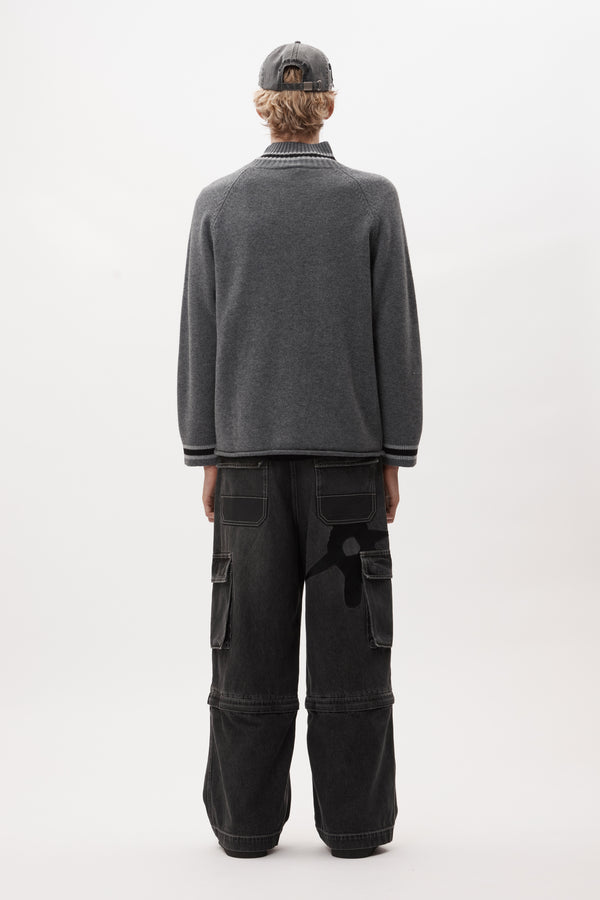 EYES ZIP THRU KNIT CARDIGAN
