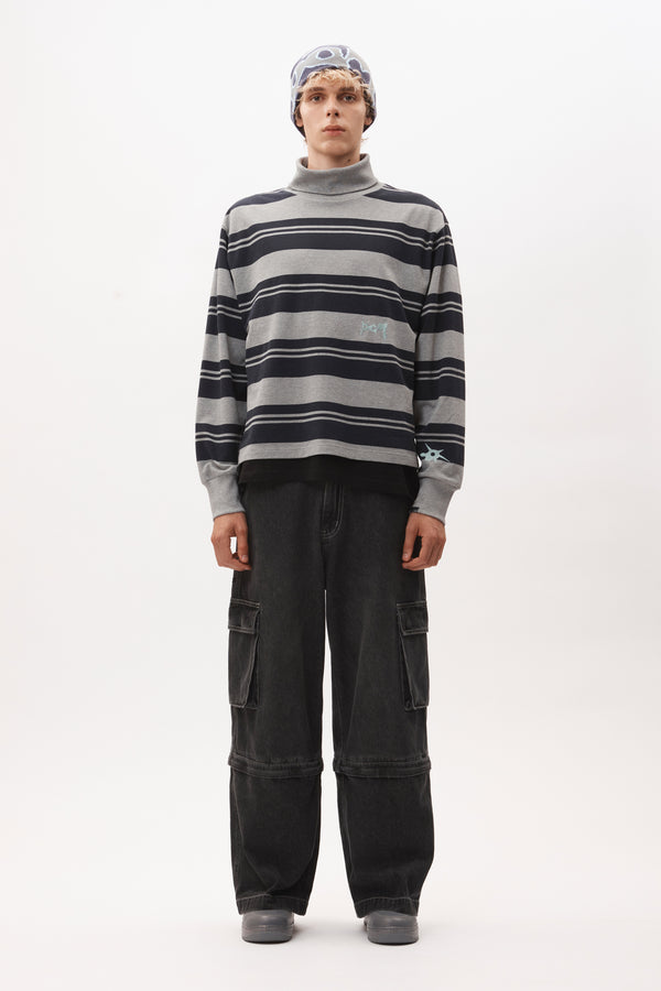 LINES IN TIME STRIPE MOCK NECK LS TOP