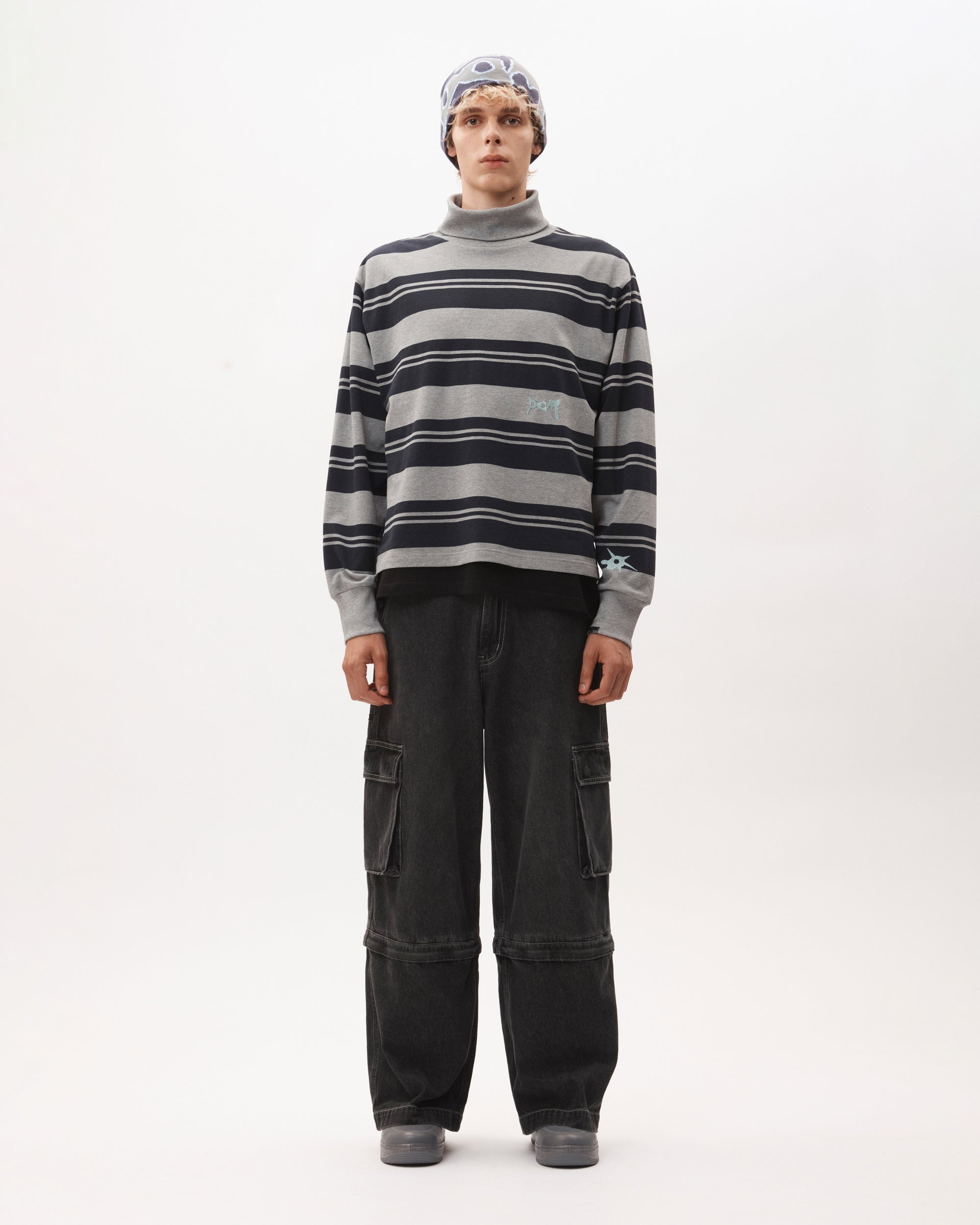 LINES IN TIME STRIPE MOCK NECK LS TOP
