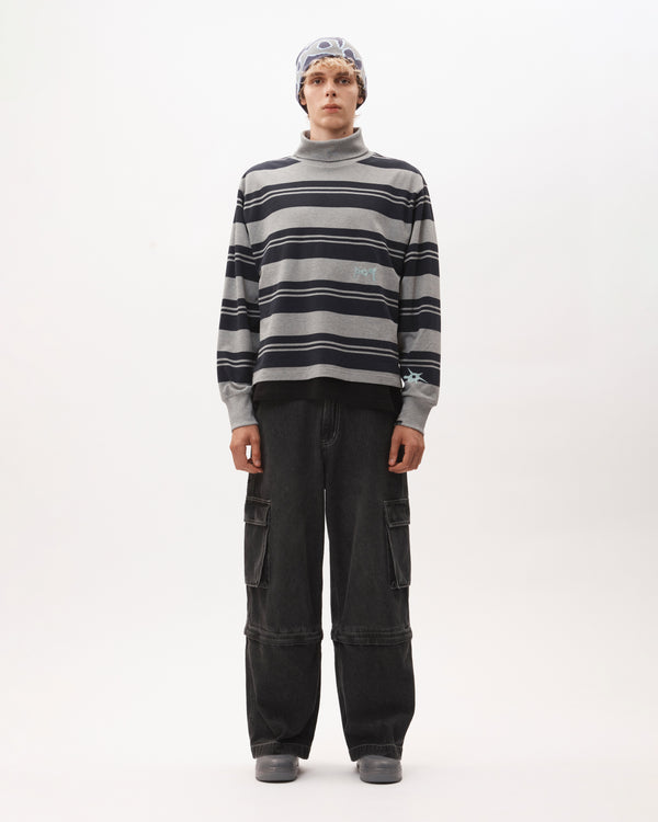 LINES IN TIME STRIPE MOCK NECK LS TOP