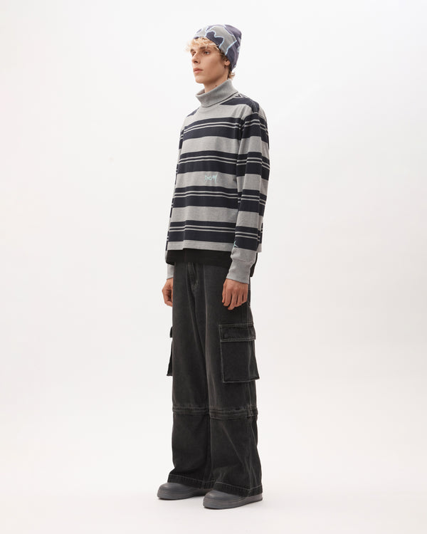 LINES IN TIME STRIPE MOCK NECK LS TOP