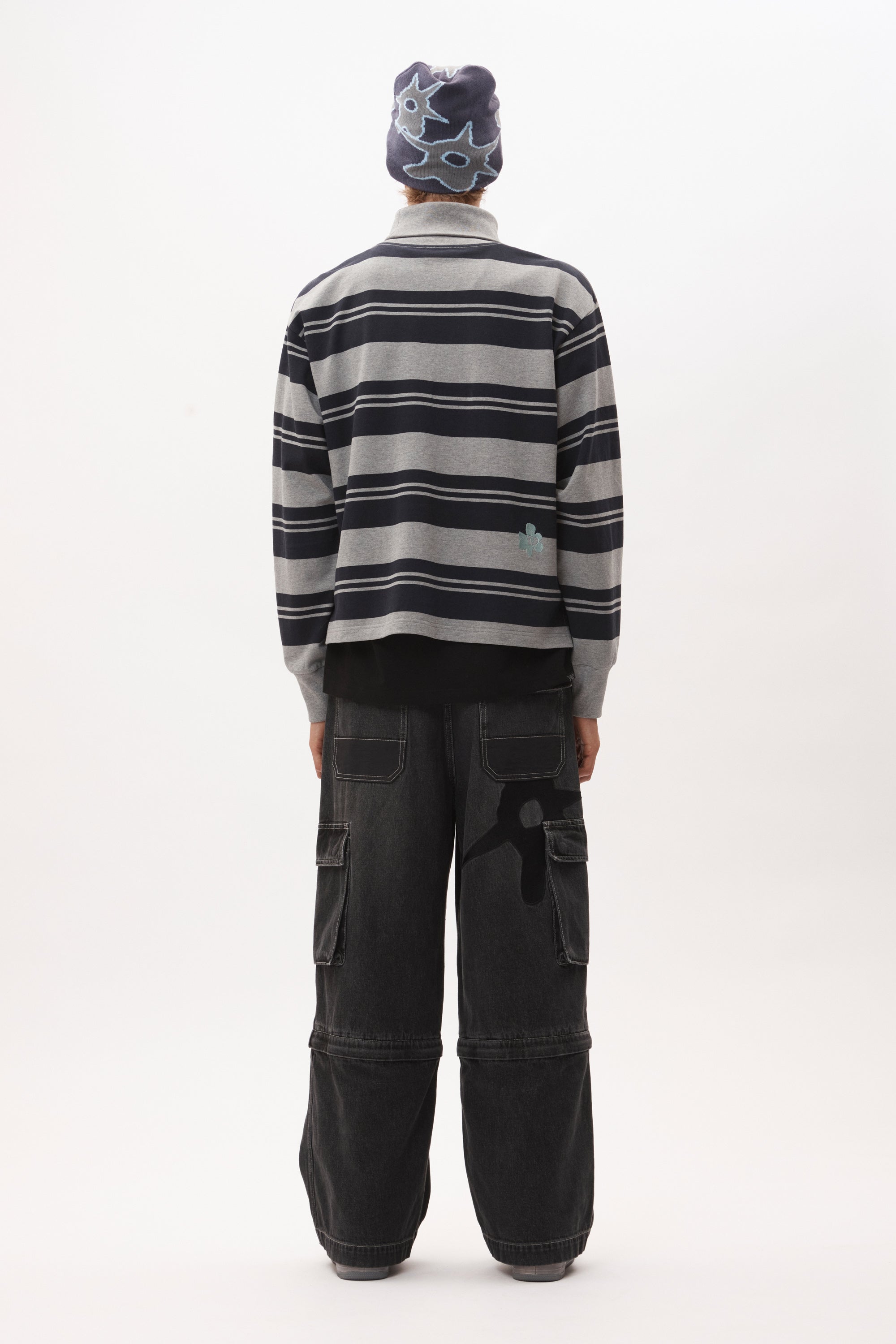 LINES IN TIME STRIPE MOCK NECK LS TOP