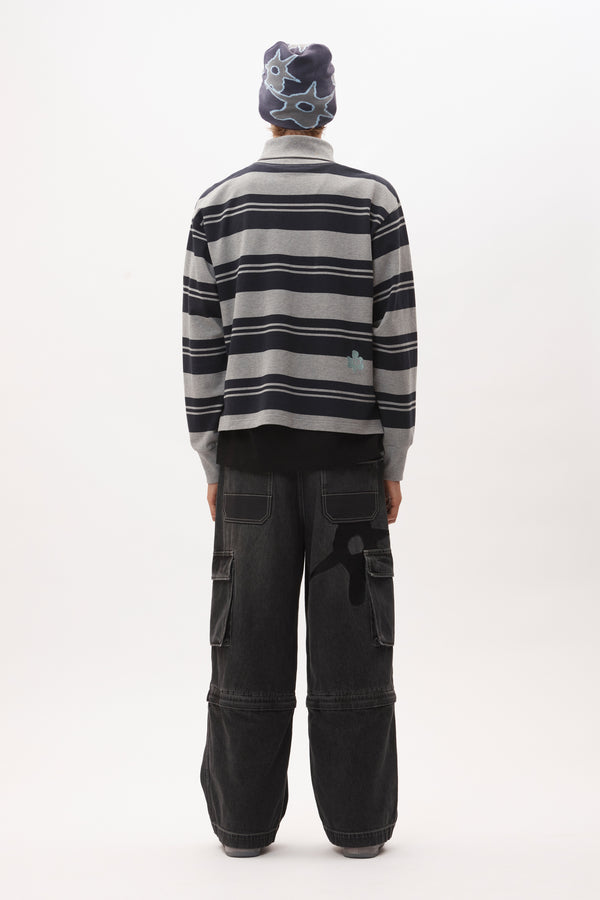 LINES IN TIME STRIPE MOCK NECK LS TOP