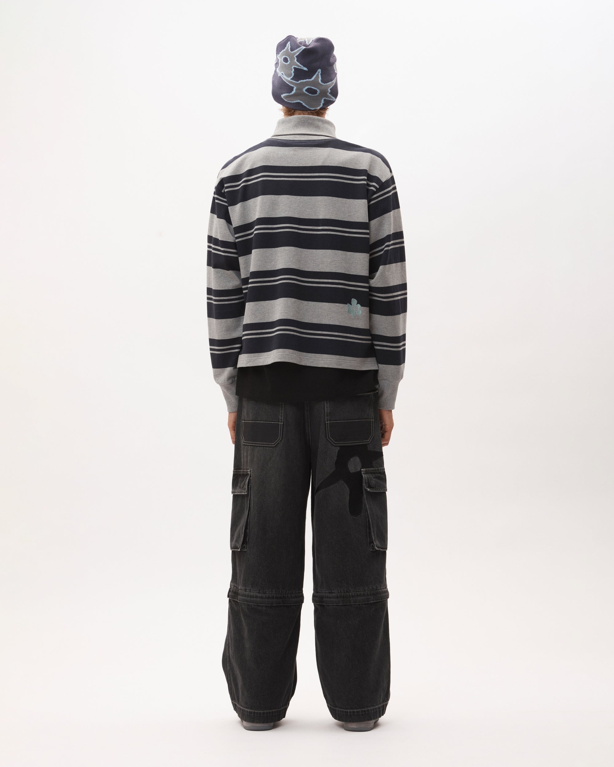 LINES IN TIME STRIPE MOCK NECK LS TOP
