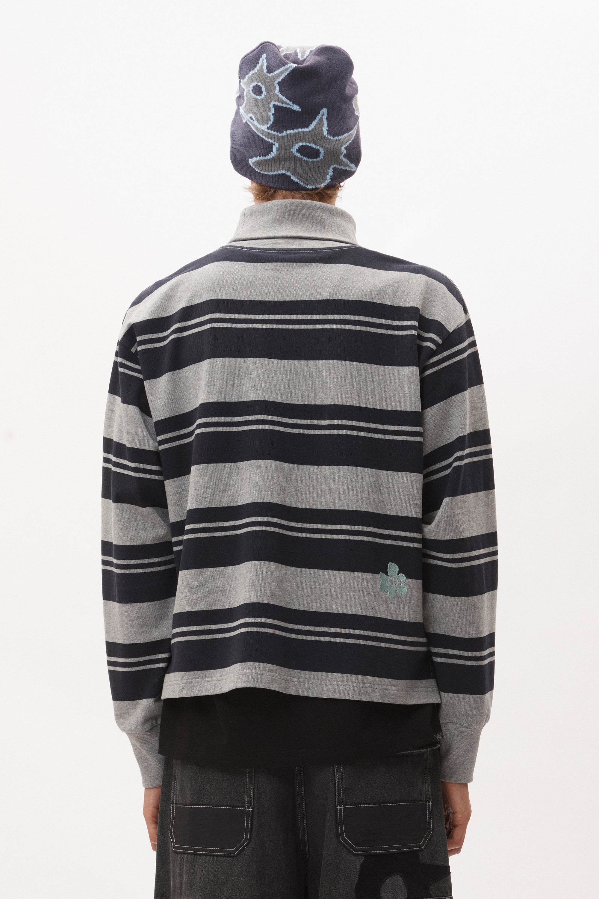 LINES IN TIME STRIPE MOCK NECK LS TOP