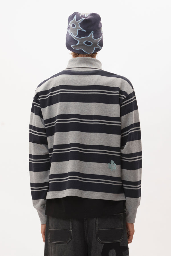 LINES IN TIME STRIPE MOCK NECK LS TOP