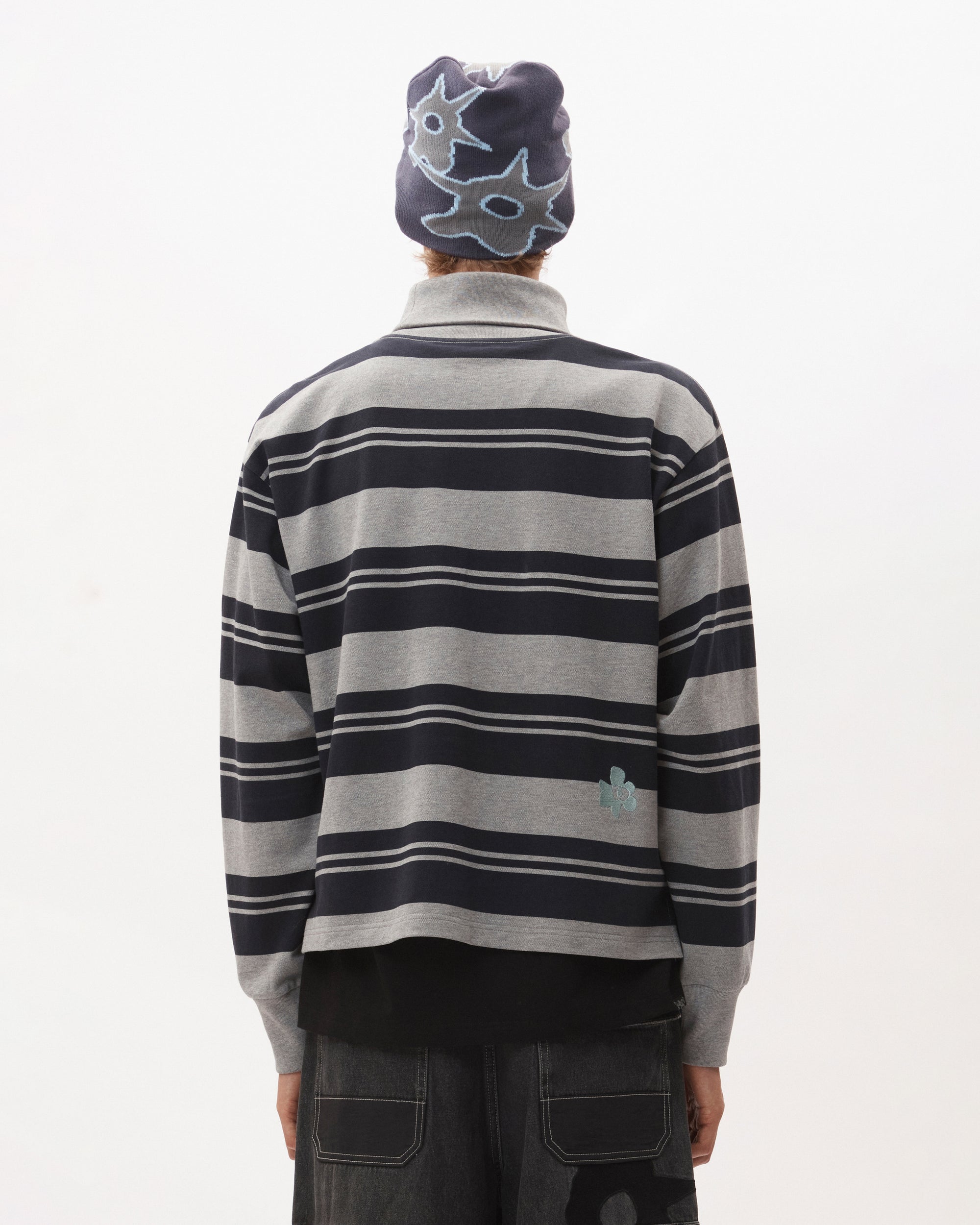 LINES IN TIME STRIPE MOCK NECK LS TOP