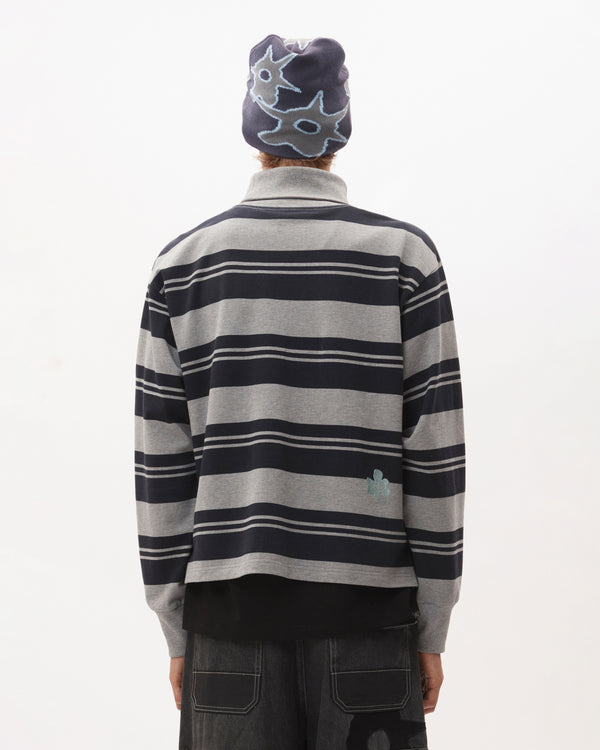 LINES IN TIME STRIPE MOCK NECK LS TOP