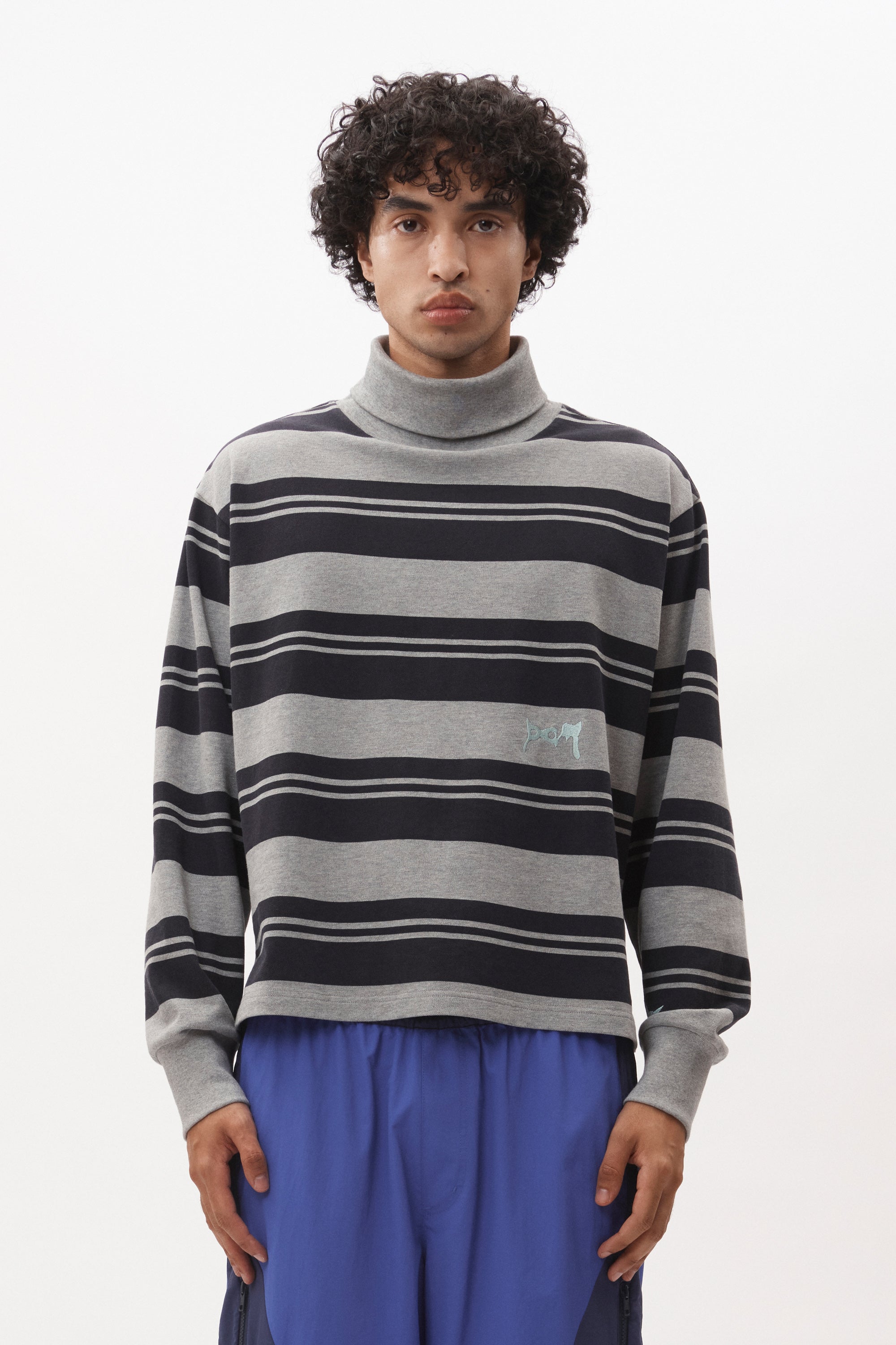 LINES IN TIME STRIPE MOCK NECK LS TOP