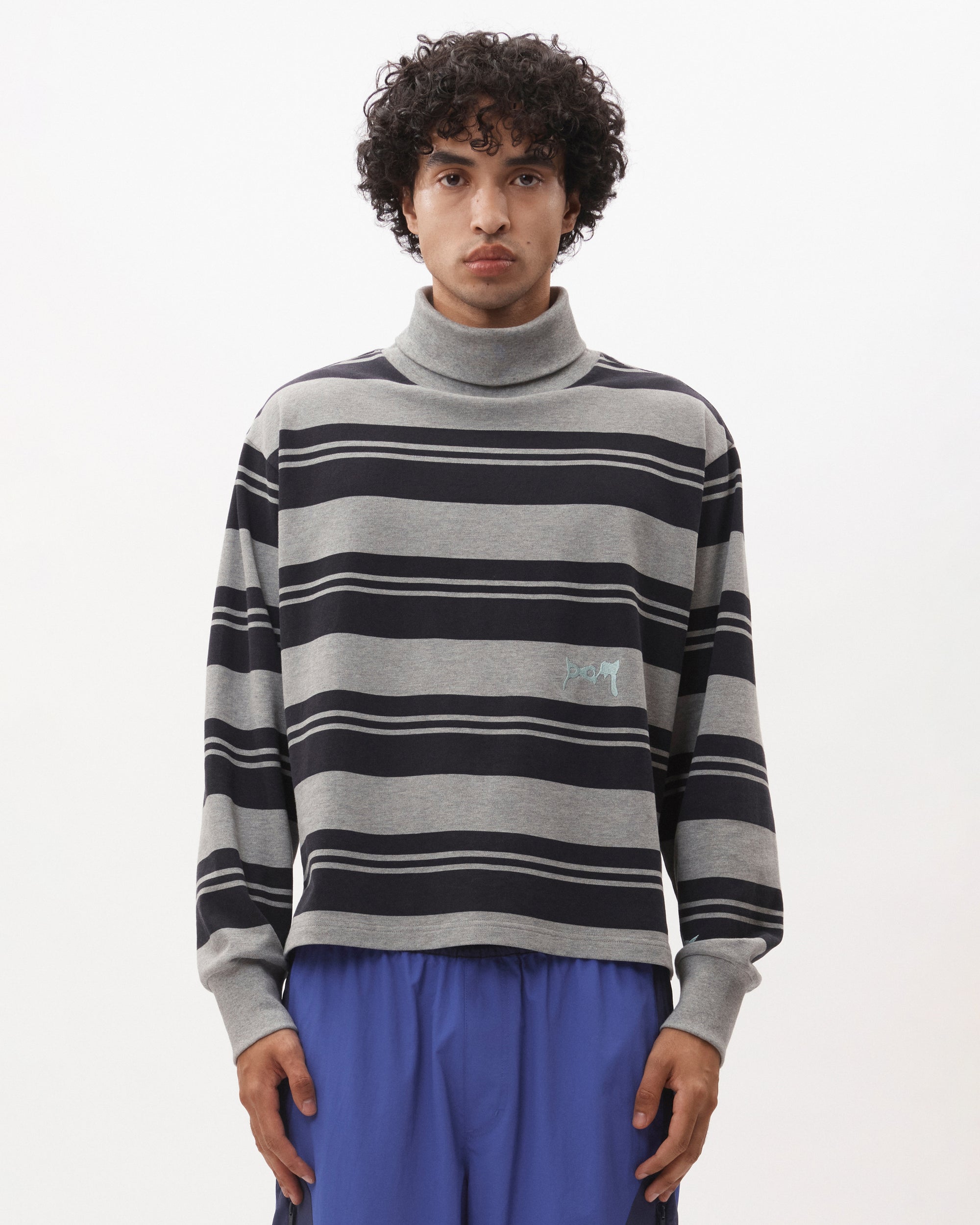 LINES IN TIME STRIPE MOCK NECK LS TOP