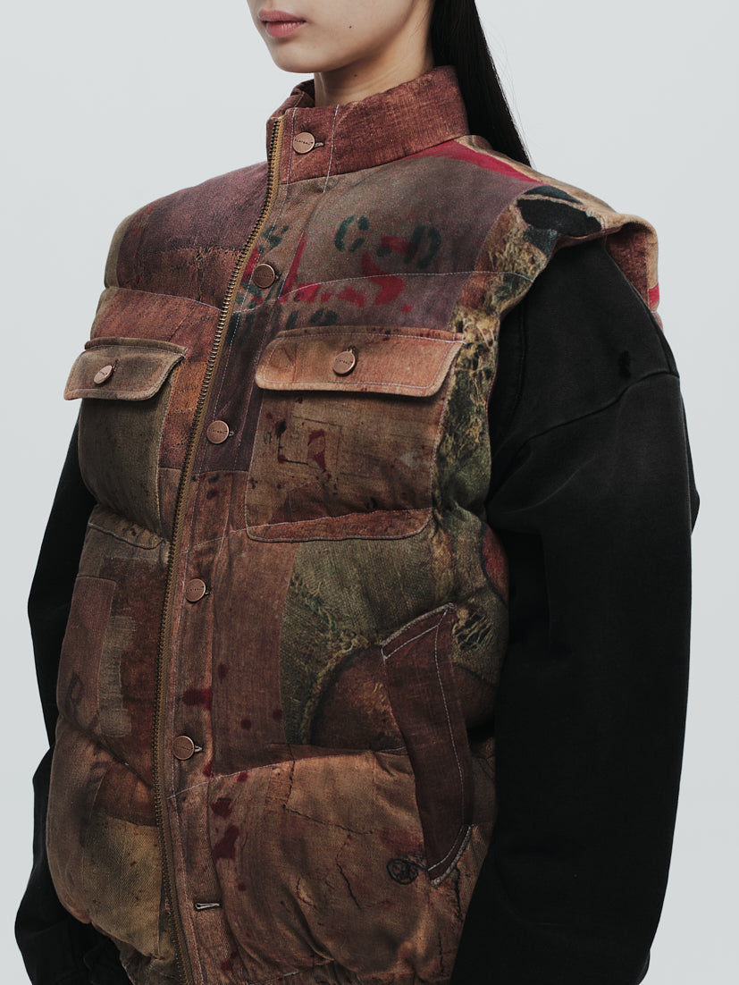 Digital print puffer vest