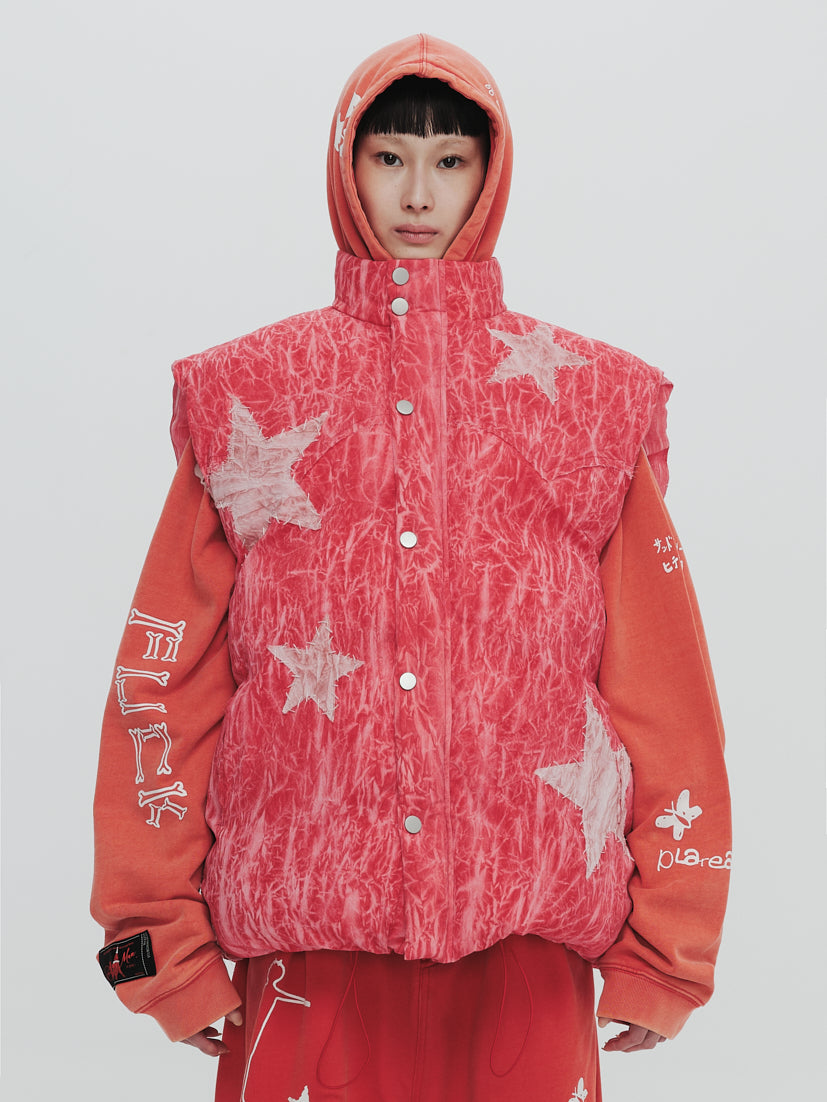Hand stitch puffer vest