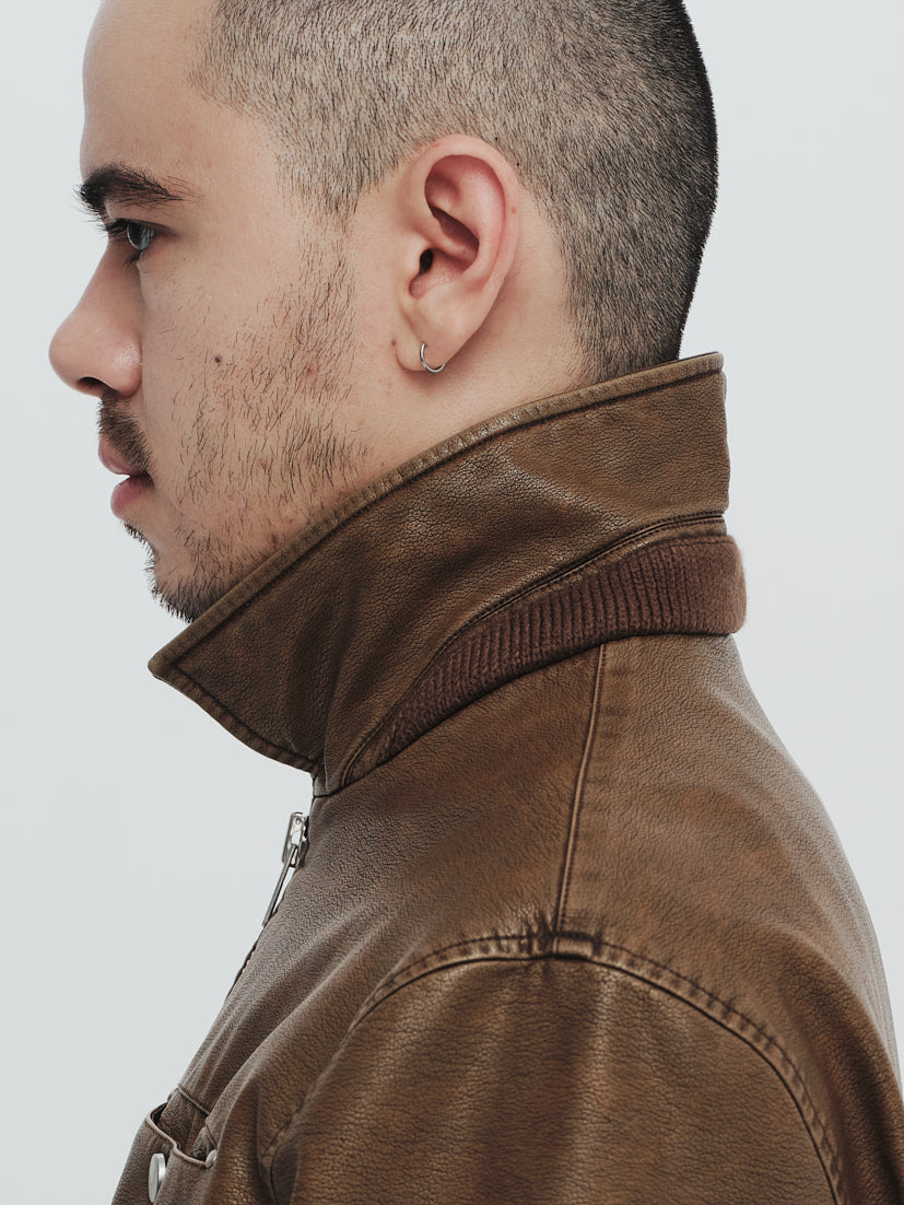 Washed leather jacket – PLATEAU STUDIO