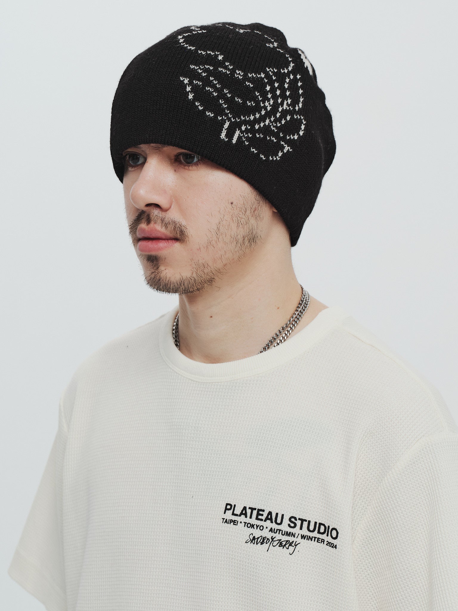 x SYU. Man floral beanie