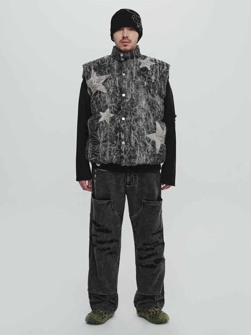 Hand stitch puffer vest