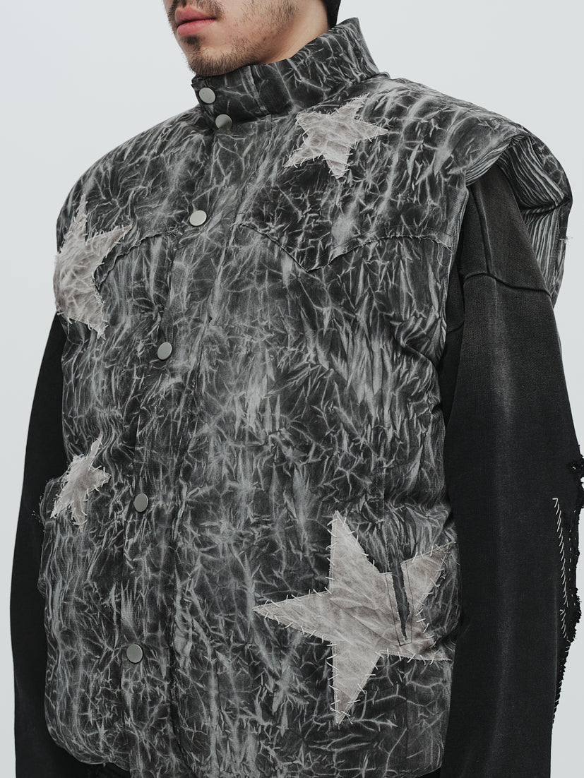 Hand stitch puffer vest