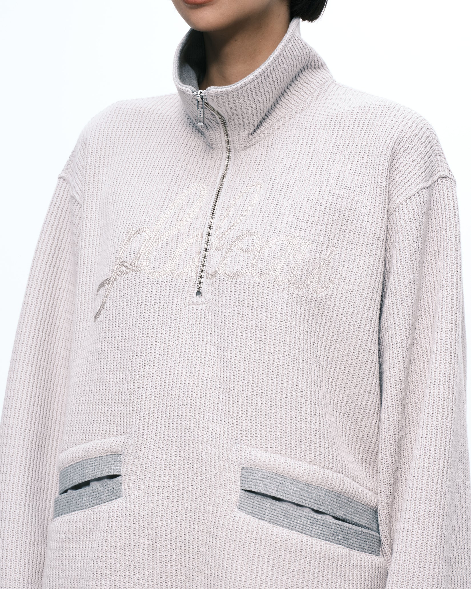 Knitted half zip up